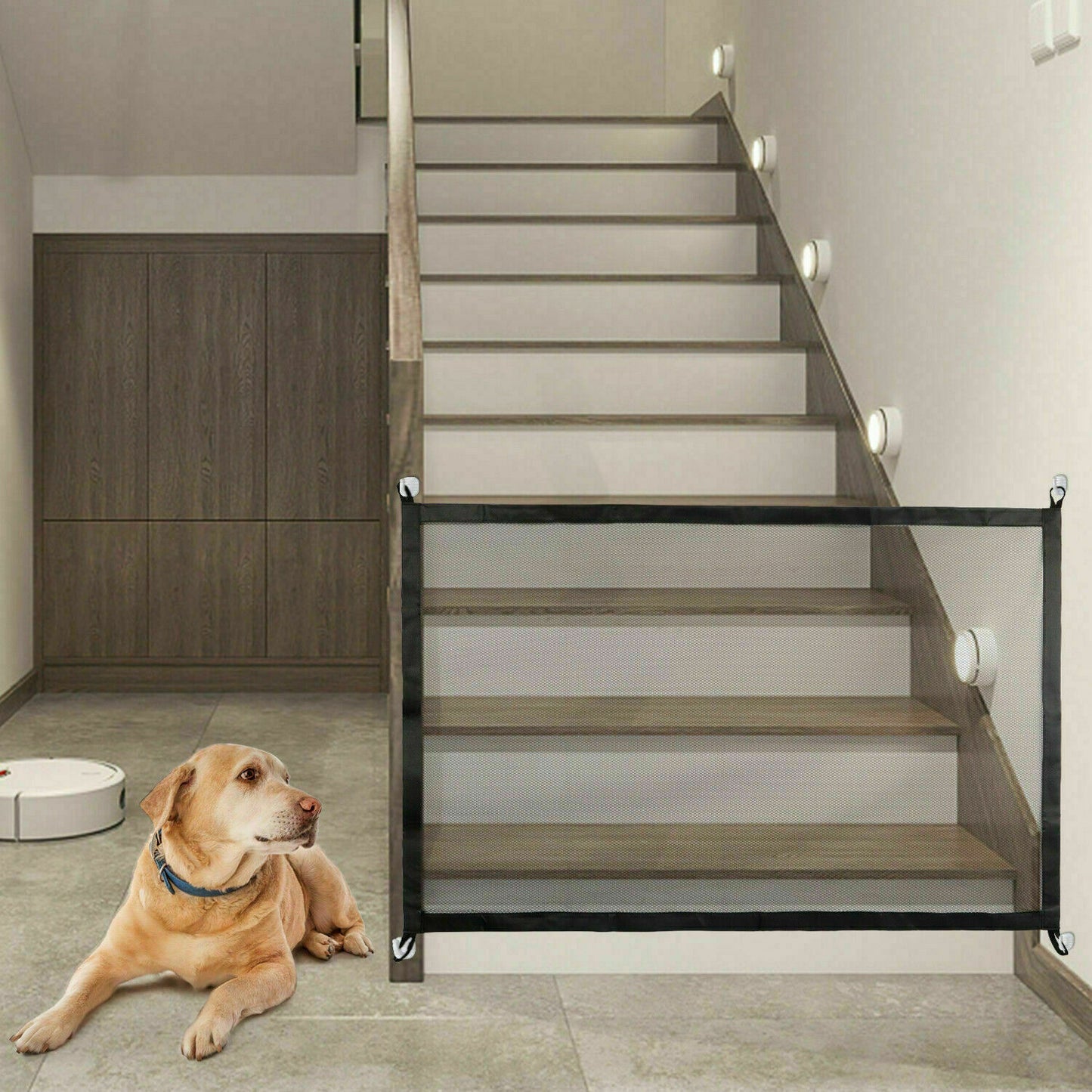 Pet Safety Mesh Gate – Portable Guard for Dogs & Cats