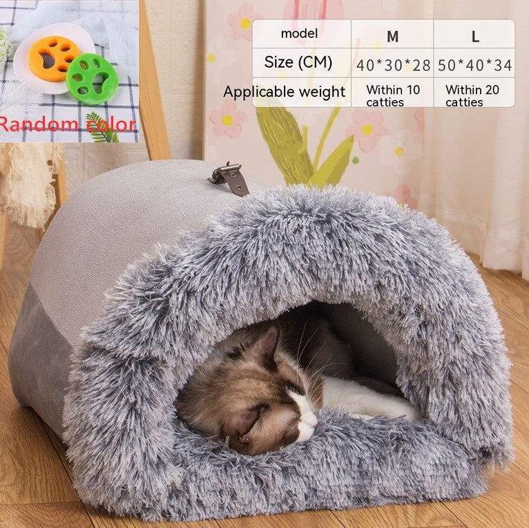 Portable Pet Nest – Warm Plush Dog & Cat Bed