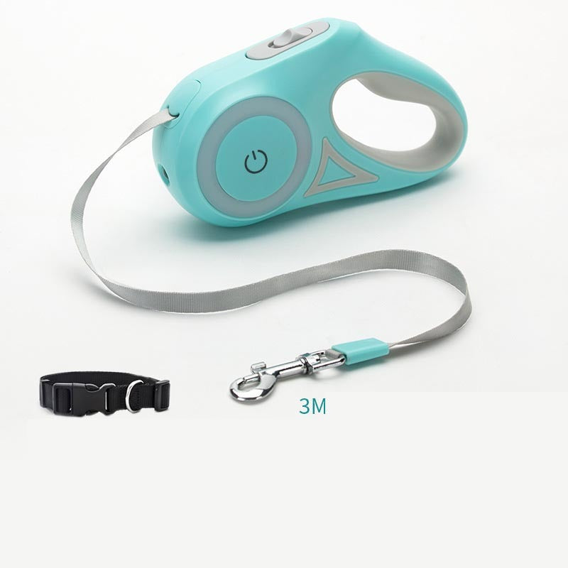 Retractable Dog Leash with Collar – LED Spotlight Rope