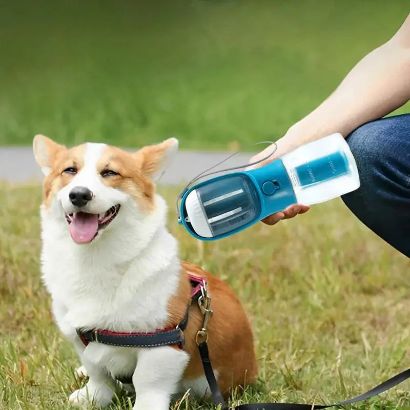 3-in-1 Dog Water Bottle – Feeder, Cup & Waste Bag Holder