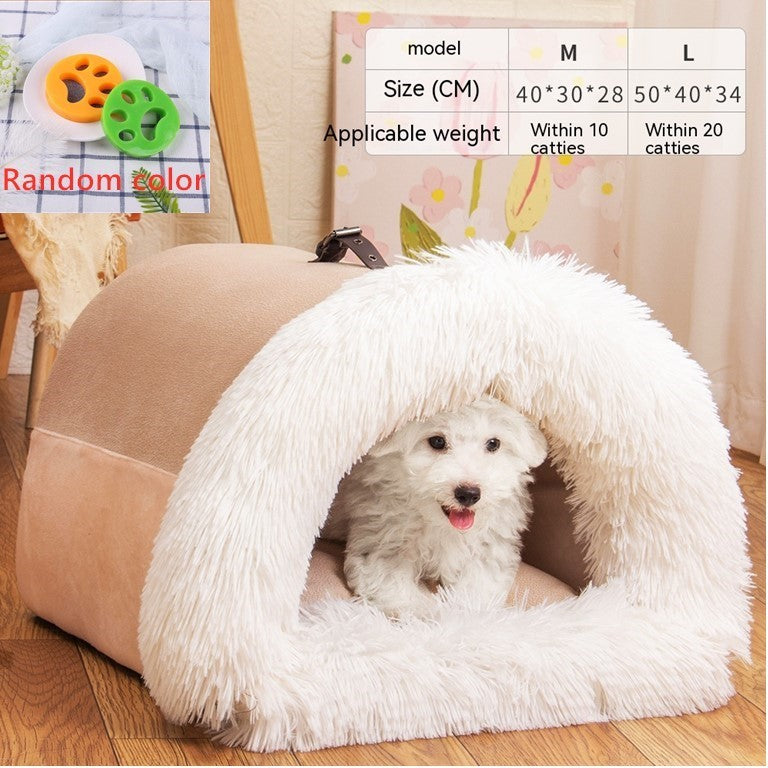 Portable Pet Nest – Warm Plush Dog & Cat Bed