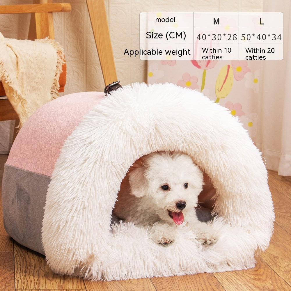 Portable Pet Nest – Warm Plush Dog & Cat Bed