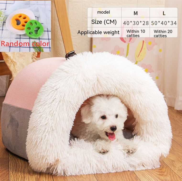 Portable Pet Nest – Warm Plush Dog & Cat Bed