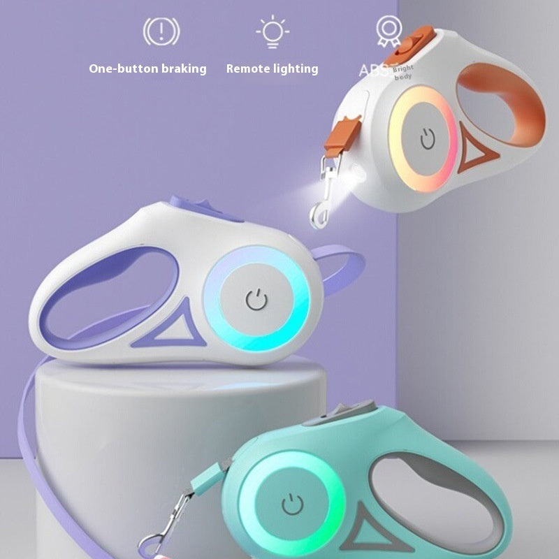 Retractable Dog Leash with Collar – LED Spotlight Rope
