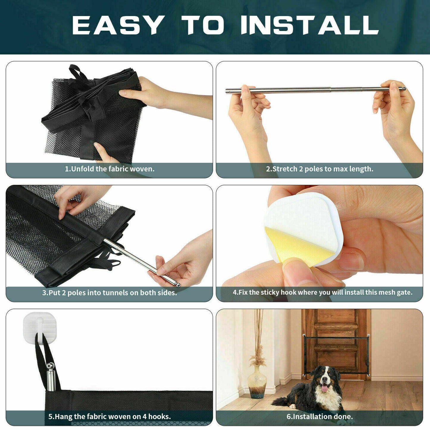 Pet Safety Mesh Gate – Portable Guard for Dogs & Cats