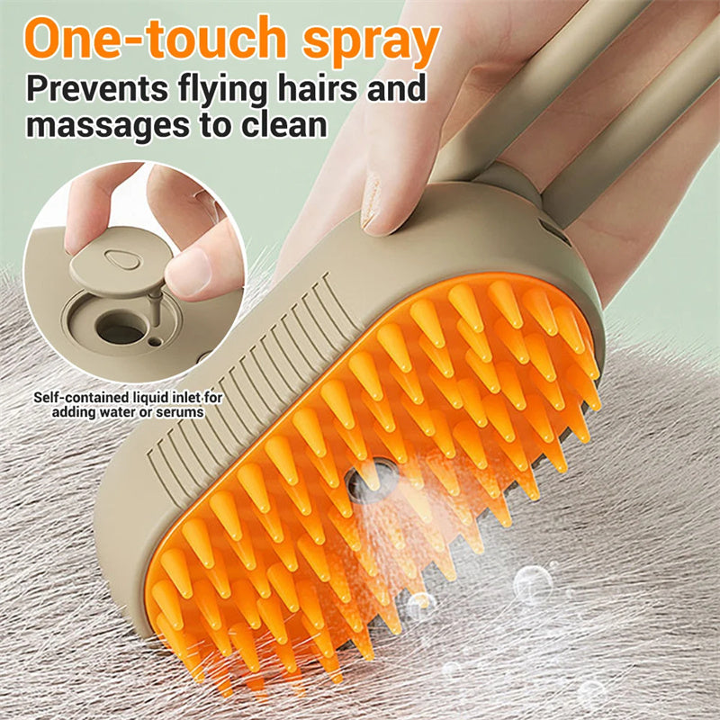 3-in-1 Cat Steam Brush – Electric Pet Grooming & Hair Remover