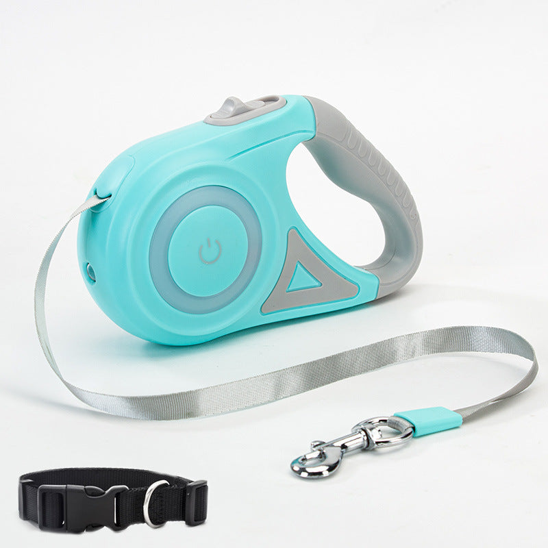 Retractable Dog Leash with Collar – LED Spotlight Rope