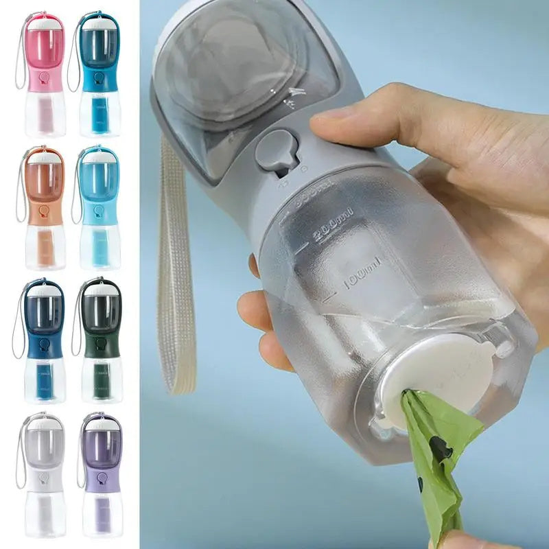 3-in-1 Dog Water Bottle – Feeder, Cup & Waste Bag Holder