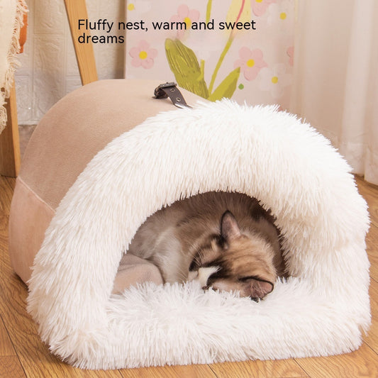 Portable Pet Nest – Warm Plush Dog & Cat Bed