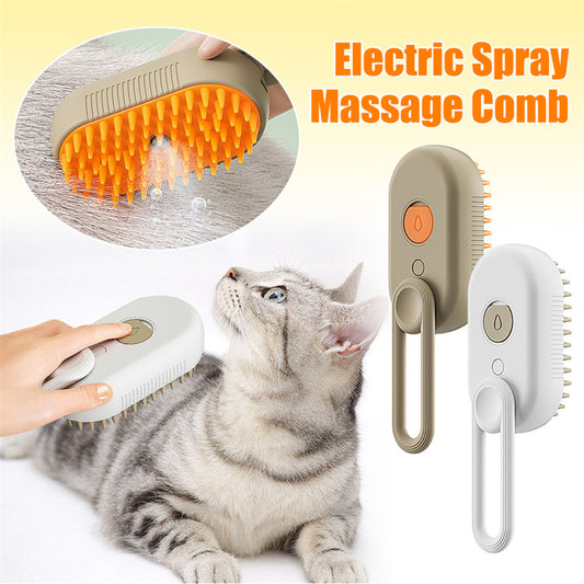 3-in-1 Cat Steam Brush – Electric Pet Grooming & Hair Remover
