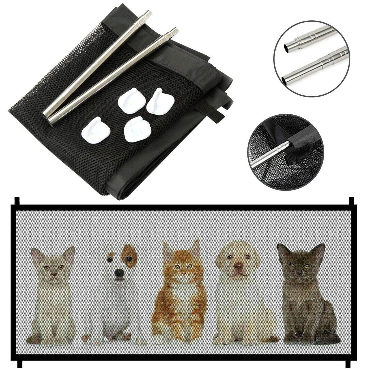 Pet Safety Mesh Gate – Portable Guard for Dogs & Cats