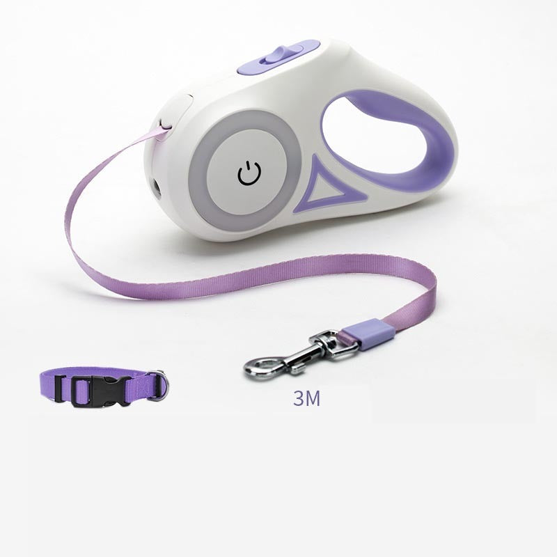 Retractable Dog Leash with Collar – LED Spotlight Rope