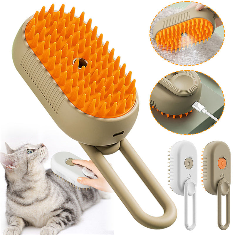 3-in-1 Cat Steam Brush – Electric Pet Grooming & Hair Remover