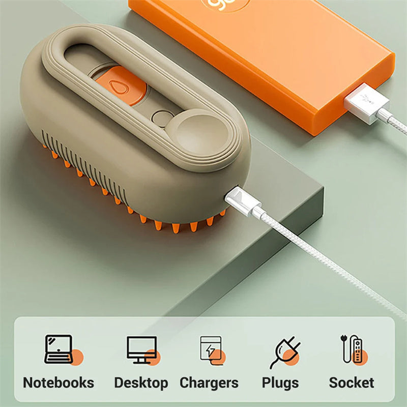 3-in-1 Cat Steam Brush – Electric Pet Grooming & Hair Remover