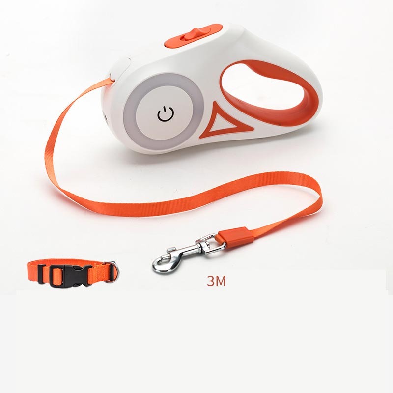 Retractable Dog Leash with Collar – LED Spotlight Rope