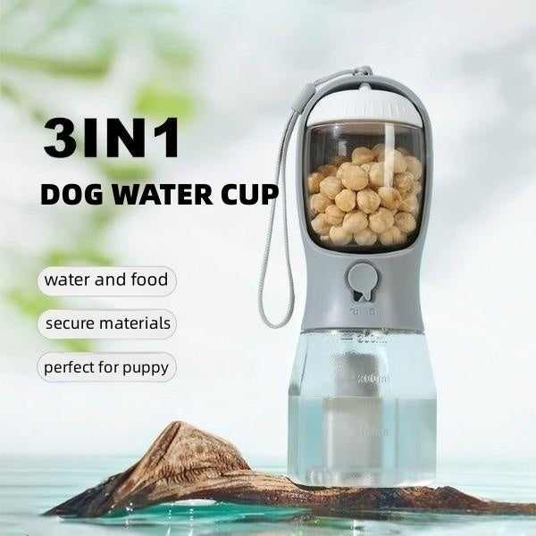 3-in-1 Dog Water Bottle – Feeder, Cup & Waste Bag Holder