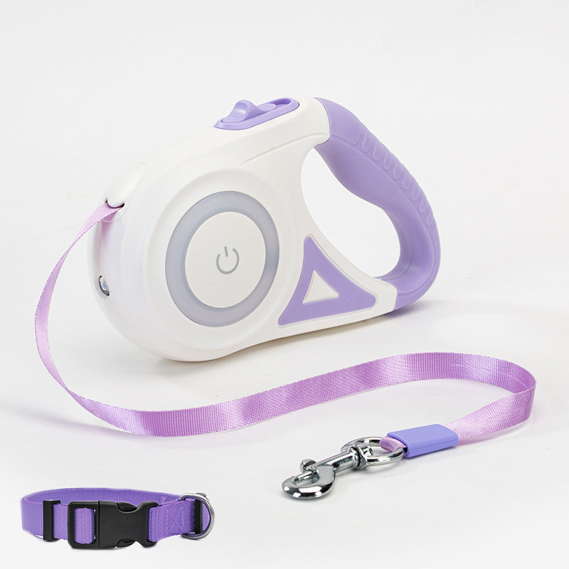 Retractable Dog Leash with Collar – LED Spotlight Rope