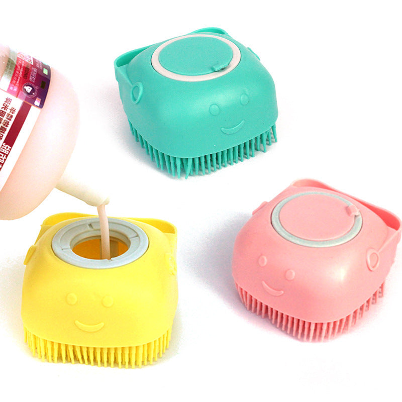 Dog Bath Gloves – Silicone Grooming Brush with Shampoo Dispenser