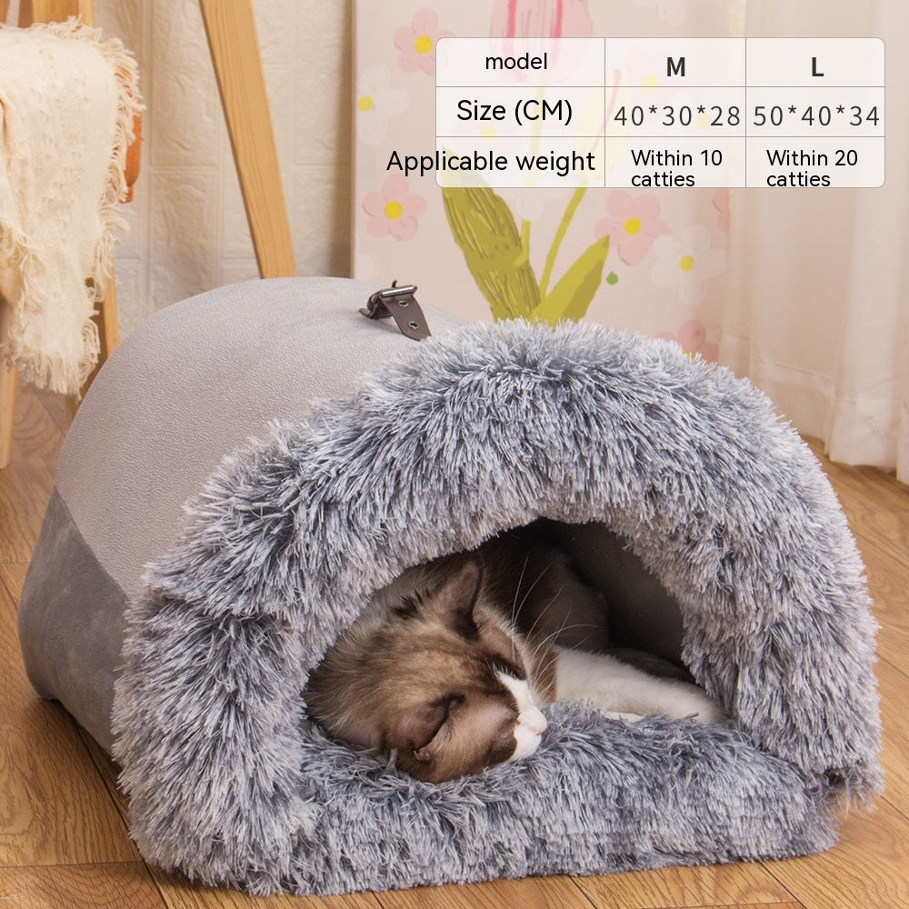 Portable Pet Nest – Warm Plush Dog & Cat Bed