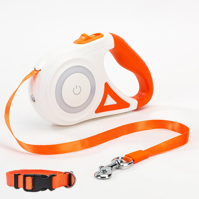 Retractable Dog Leash with Collar – LED Spotlight Rope