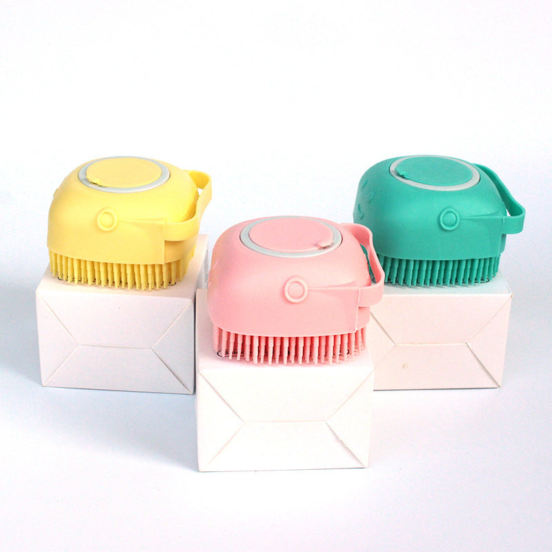Dog Bath Gloves – Silicone Grooming Brush with Shampoo Dispenser